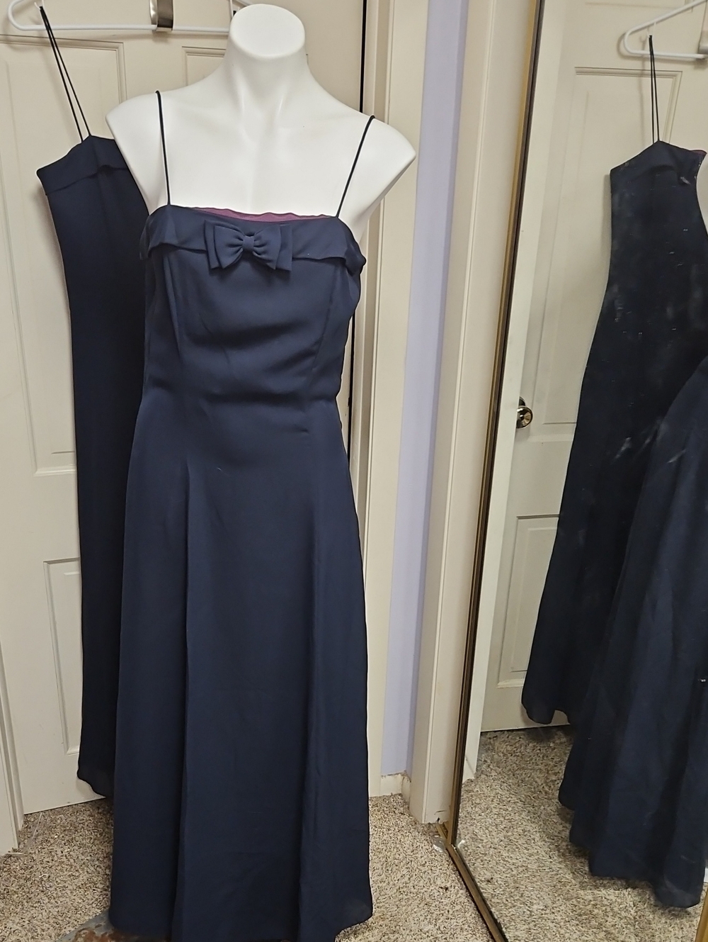 90s Classic Navy Burgandy  Strapless Evening Flaire Dress